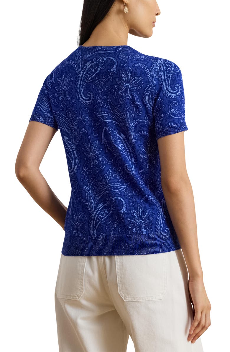 Lauren Ralph Lauren Paisley Cotton Blend Sweater, Alternate, color, Blue/ Multi