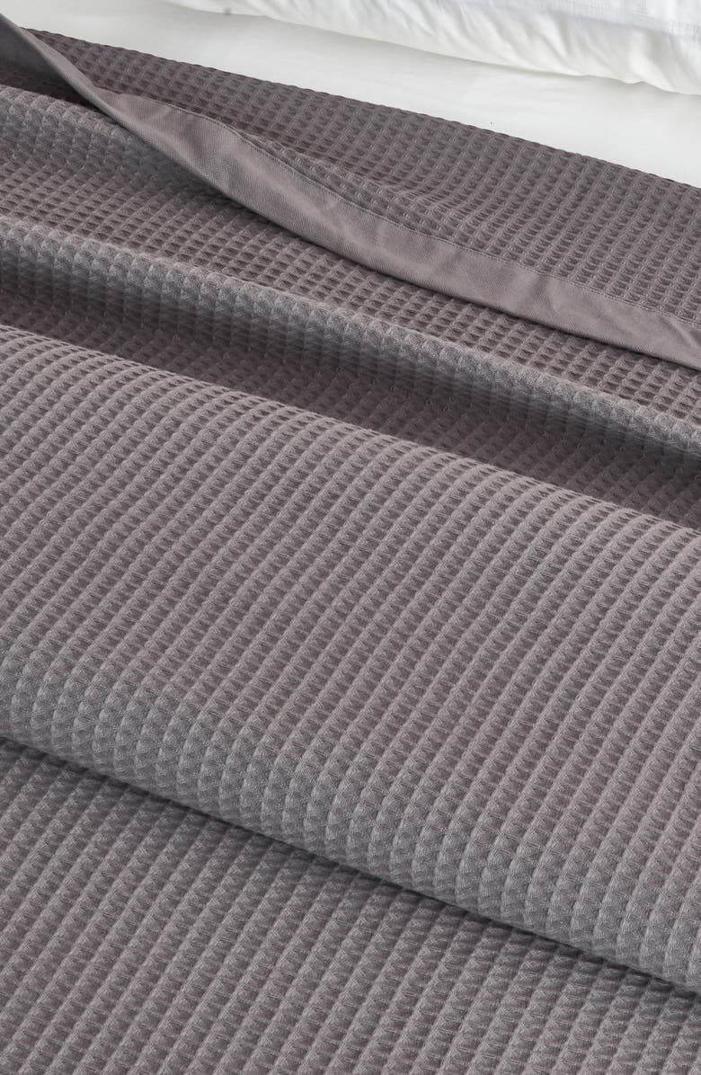 Woven & Weft Super Soft Cotton All-Season Waffle Weave Throw Blanket, Alternate, color, Dark Grey