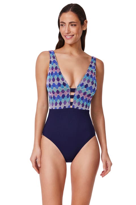 Retro Riviera Halter Netted Crochet One Piece