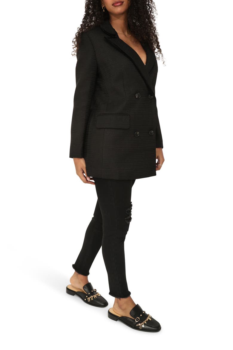 Because Of You Trimmed Blazer, Alternate, color, Black