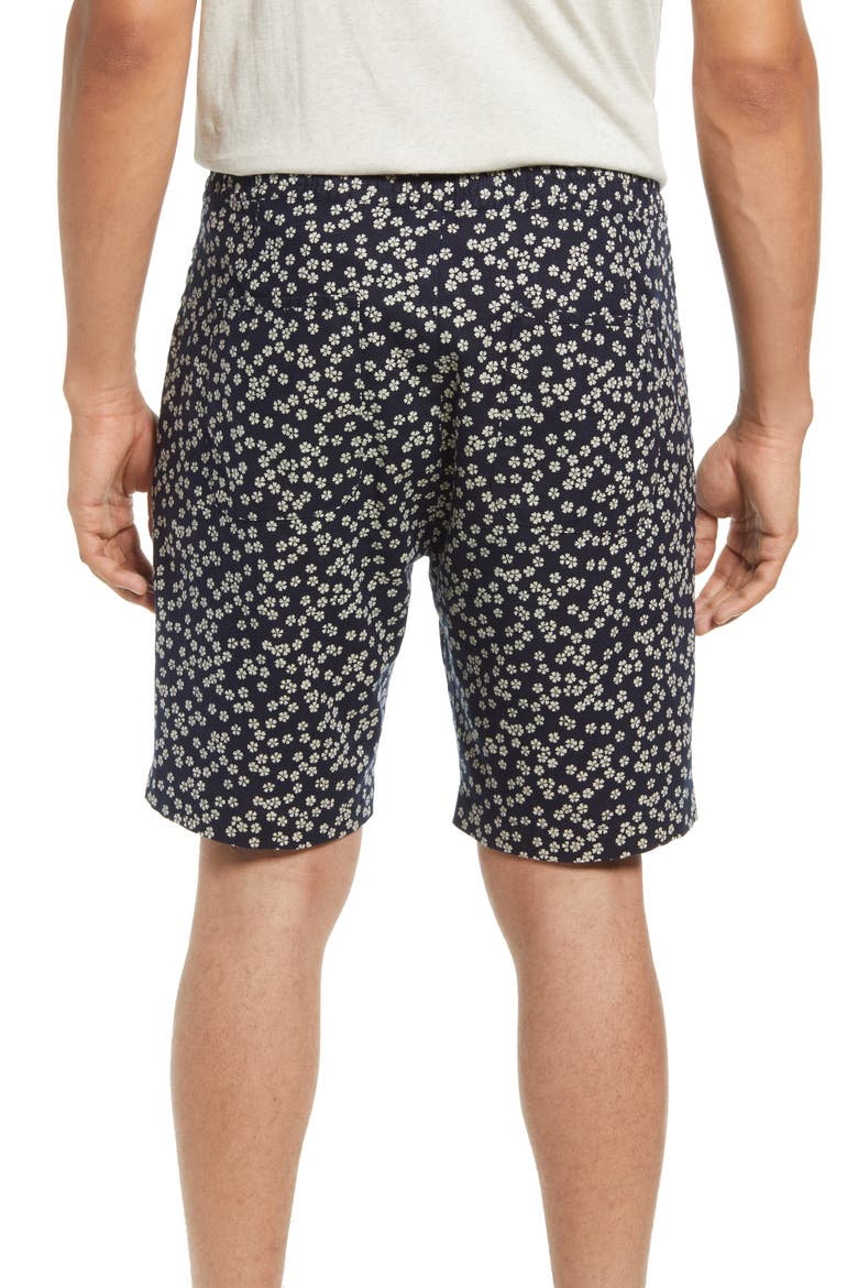 Floral Cotton Shorts, Alternate, color, NAVY