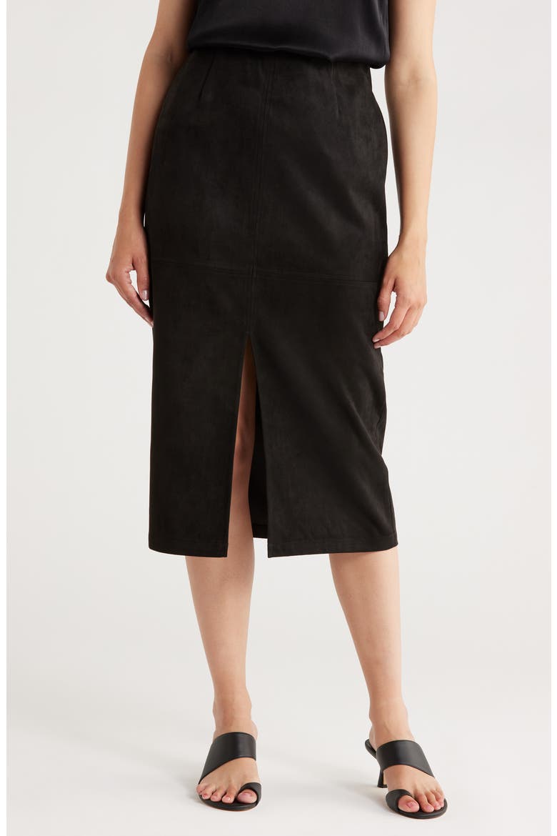 Faux Suede Pencil Skirt, Main, color, BLACK