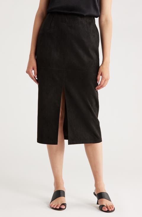 Faux Suede Pencil Skirt