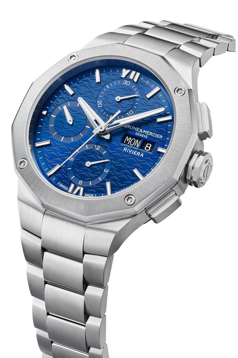 Riviera 10826 Automatic Chronograph Bracelet Watch, 41mm, Alternate, color, BLUE