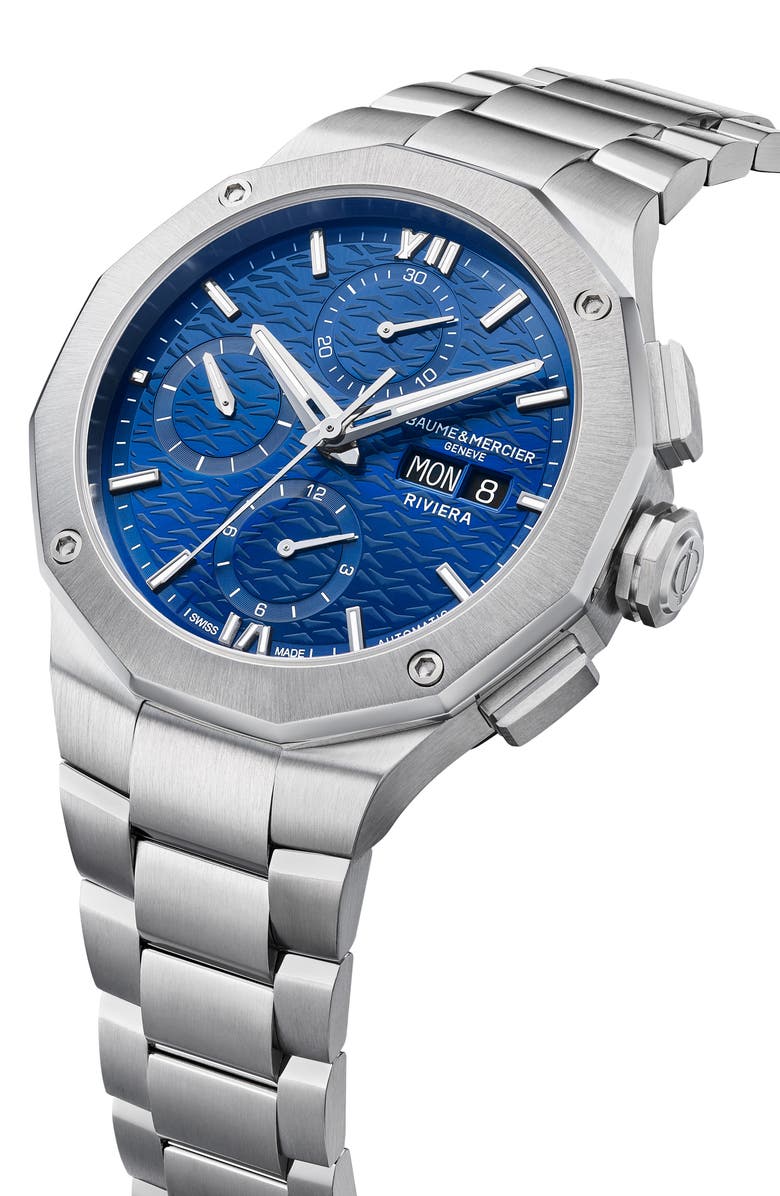 Baume & Mercier Riviera 10826 Automatic Chronograph Bracelet Watch, 41mm, Alternate, color, Blue