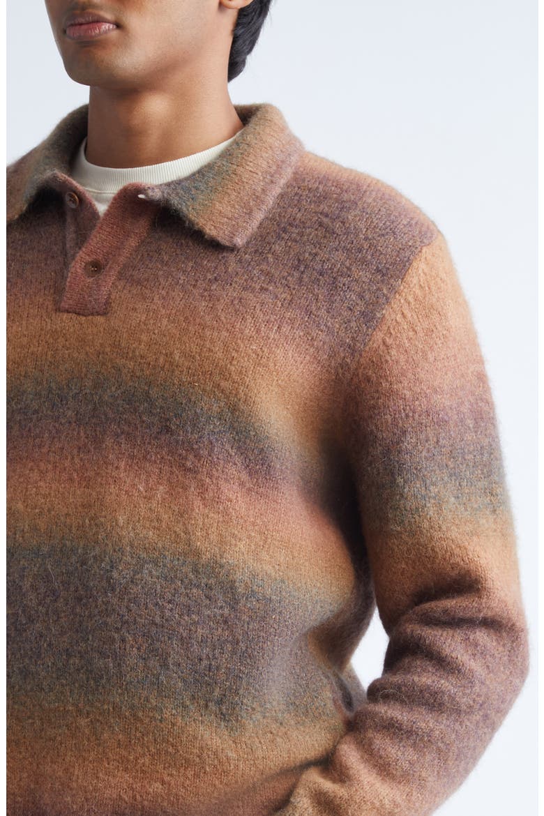 Baby Alpaca & Merino Wool Blend Polo Sweater, Alternate, color, BROWN