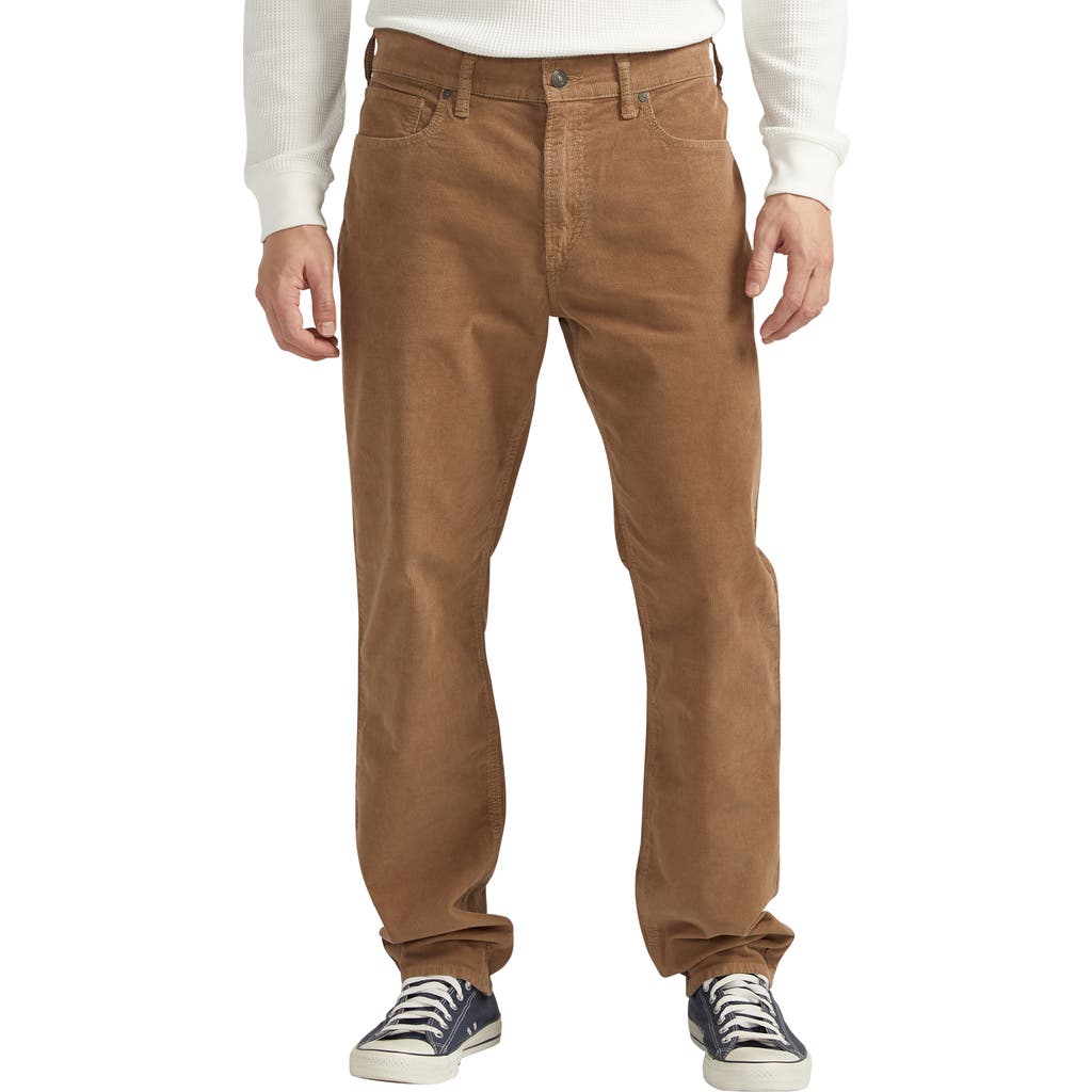 Silver Jeans Co. Eddie Athletic Fit Tapered Corduroy Jeans in Khaki