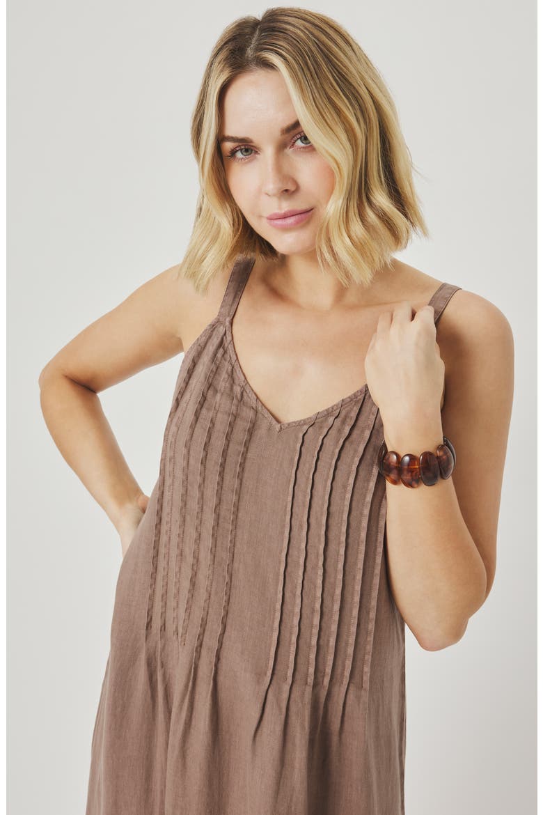 Stella Pintuck Detail Linen Dress, Alternate, color, WICKER BEIGE