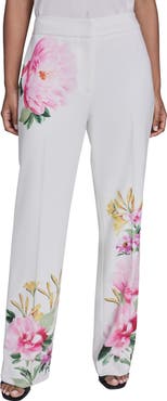 KARL LAGERFELD PARIS Placed Floral Straight Leg Pants