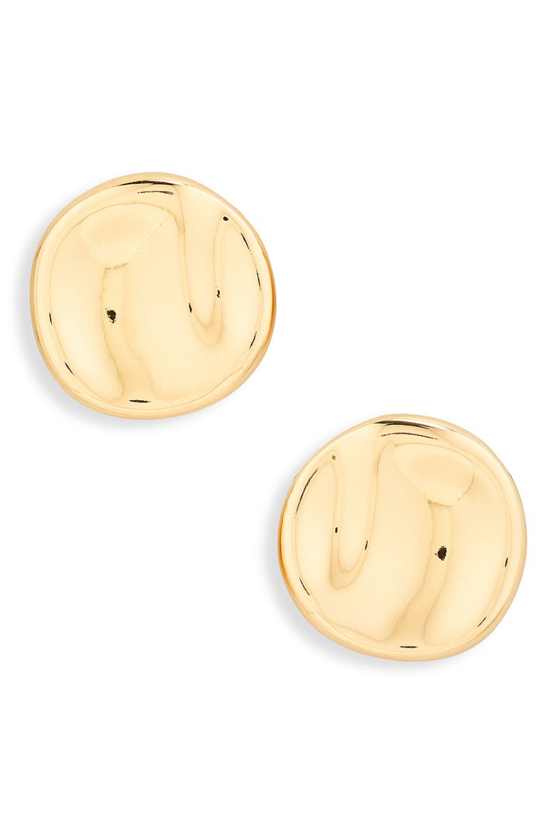 Button Stud Earrings, Main, color, GOLD