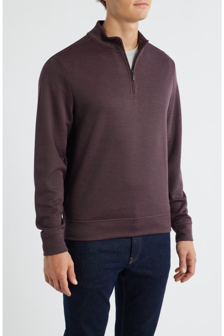 Yorgos Quarter Zip Piqué Pullover, Alternate, color, RED