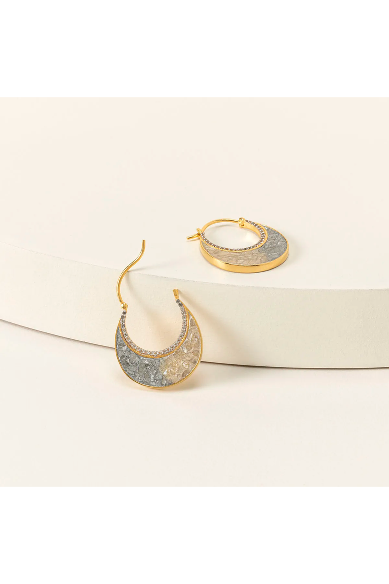 Sliced Raw Diamond Crescent Earrings by Shana Gulati, Main, color, Gold