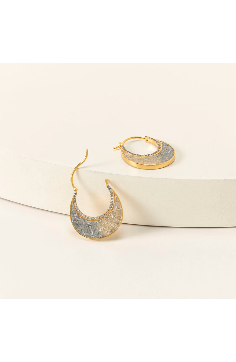 Uncommon Goods Sliced Raw Diamond Crescent Earrings by Shana Gulati, Main, color, Gold