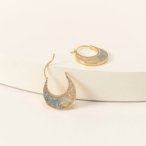 Sliced Raw Diamond Crescent Earrings by Shana Gulati