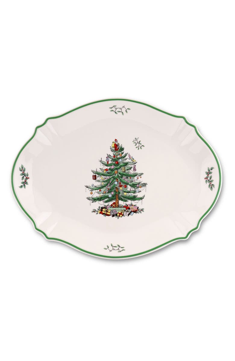 Spode Christmas Tree Oval Platter, Main, color, Green