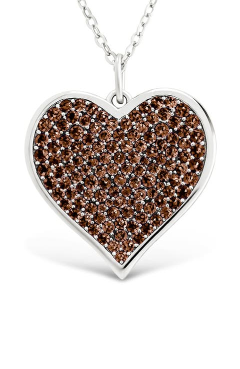 14k Gold Plated Sterling Silver Chocolate Cubic Zirconia Heart Pendant Necklace