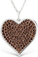 Sterling Forever 14k Gold Plated Sterling Silver Chocolate Cubic Zirconia Heart Pendant Necklace