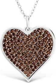 Sterling Forever 14k Gold Plated Sterling Silver Chocolate Cubic Zirconia Heart Pendant Necklace