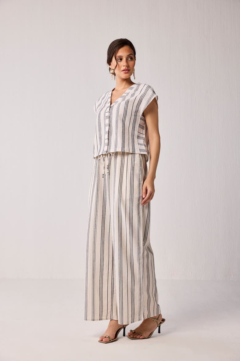 Wide-Leg Drawstring Pants, Alternate, color, White