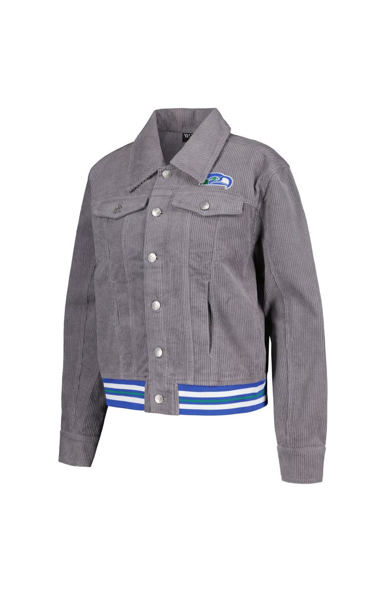THE WILD COLLECTIVE Women's The Wild Collective Purple Seattle Seahawks Corduroy Button-Up Jacket, Alternate, color,