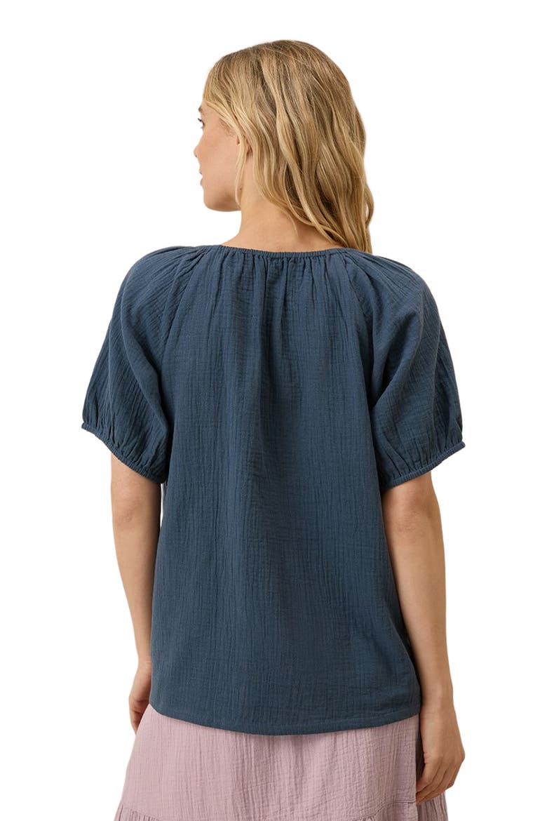 Organic Cotton Coastal Double Gauze Boho Popover, Alternate, color, French Navy