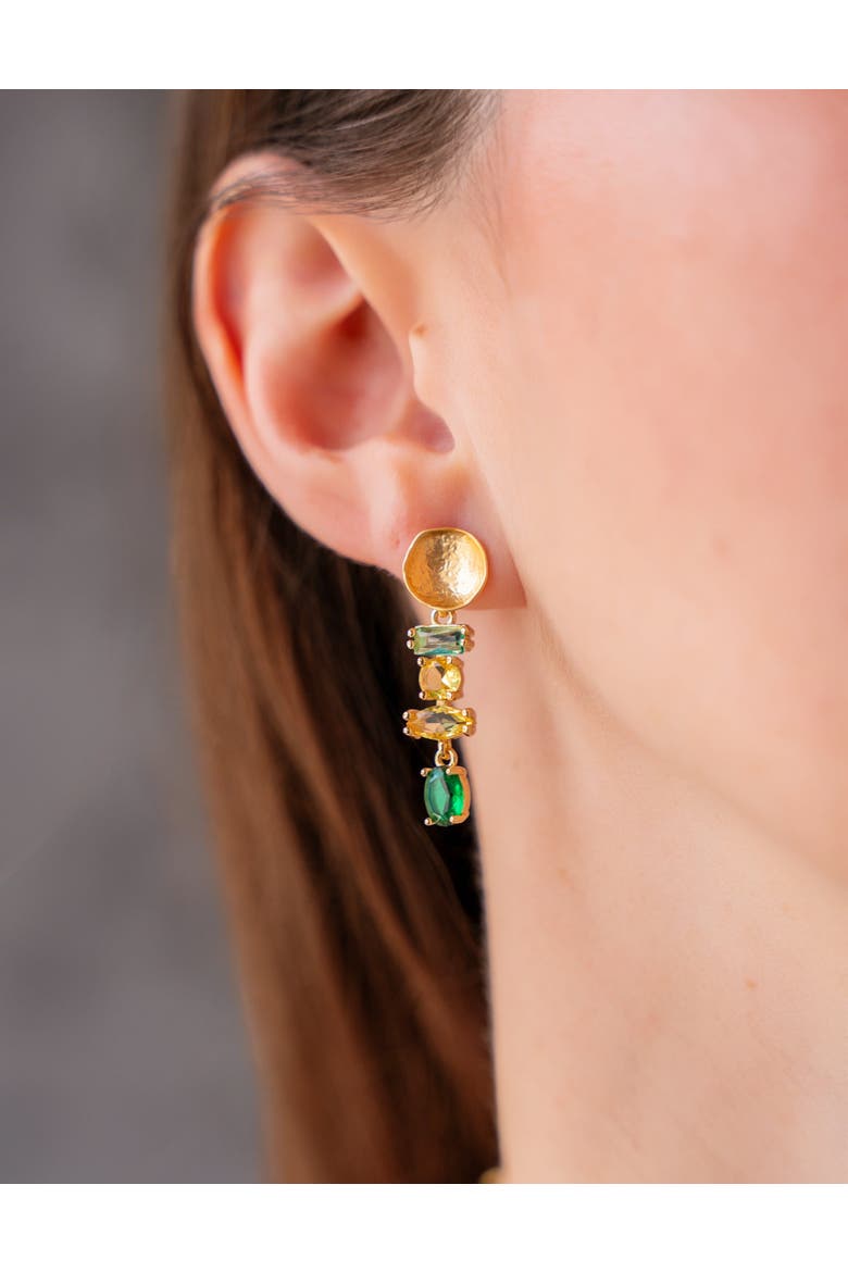 and Gemstone Drop Earrings, Alternate, color, Gold