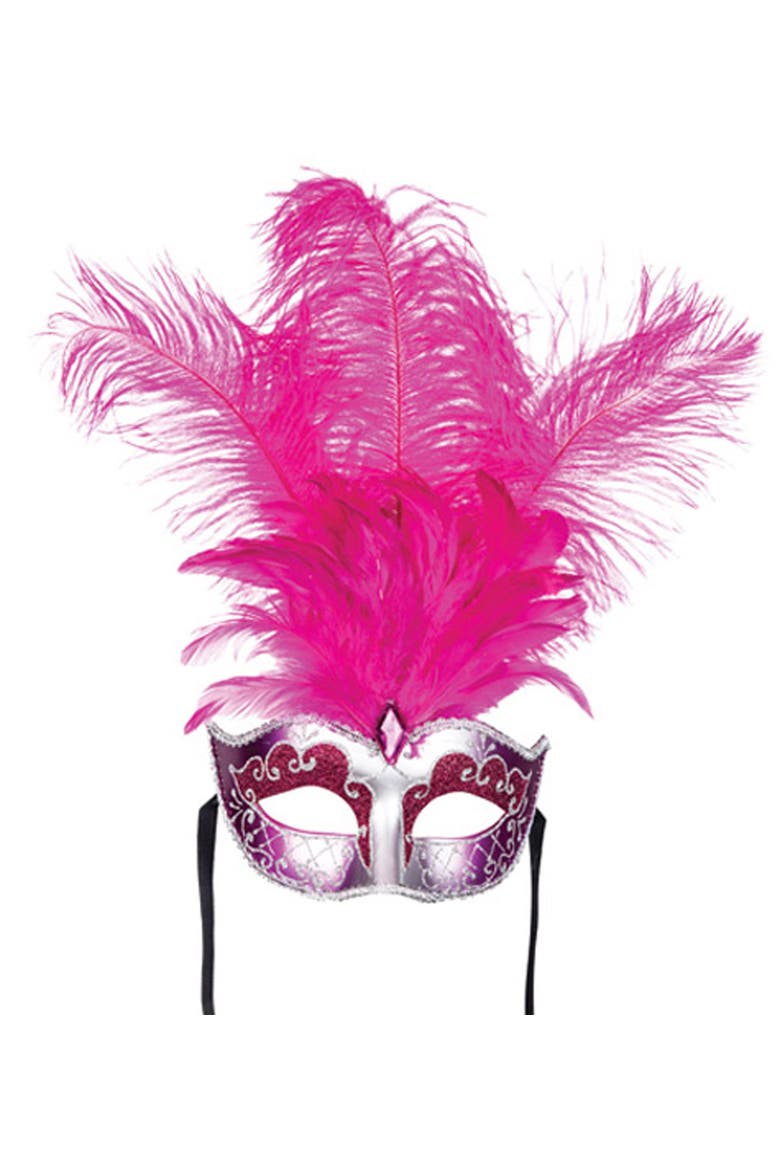 Top Feathered Costume Mask Assortment of 4, Alternate, color, Pink