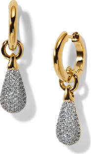 Nadri Gemini Pavé Huggie Hoop Drop Earrings