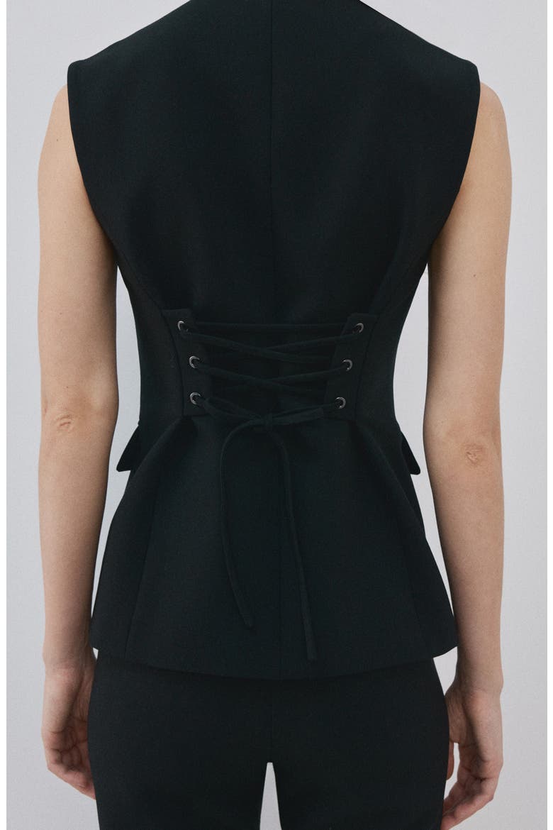 Corset Back Vest, Alternate, color, BLACK