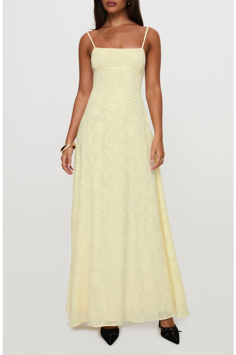 South of France Floral Burnout Maxi Dress, Main, color, YELLOW