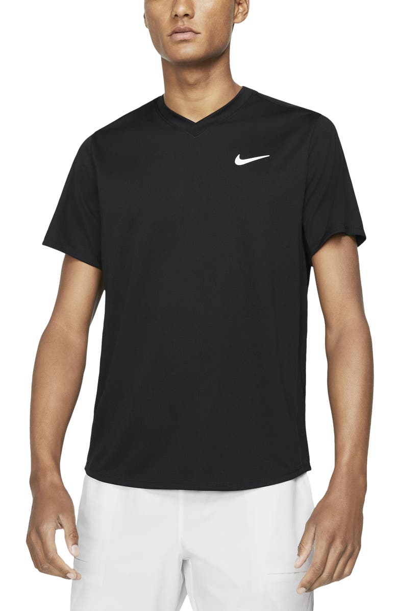 Nike Court Dri-FIT Victory V-Neck T-Shirt, Main, color, 
