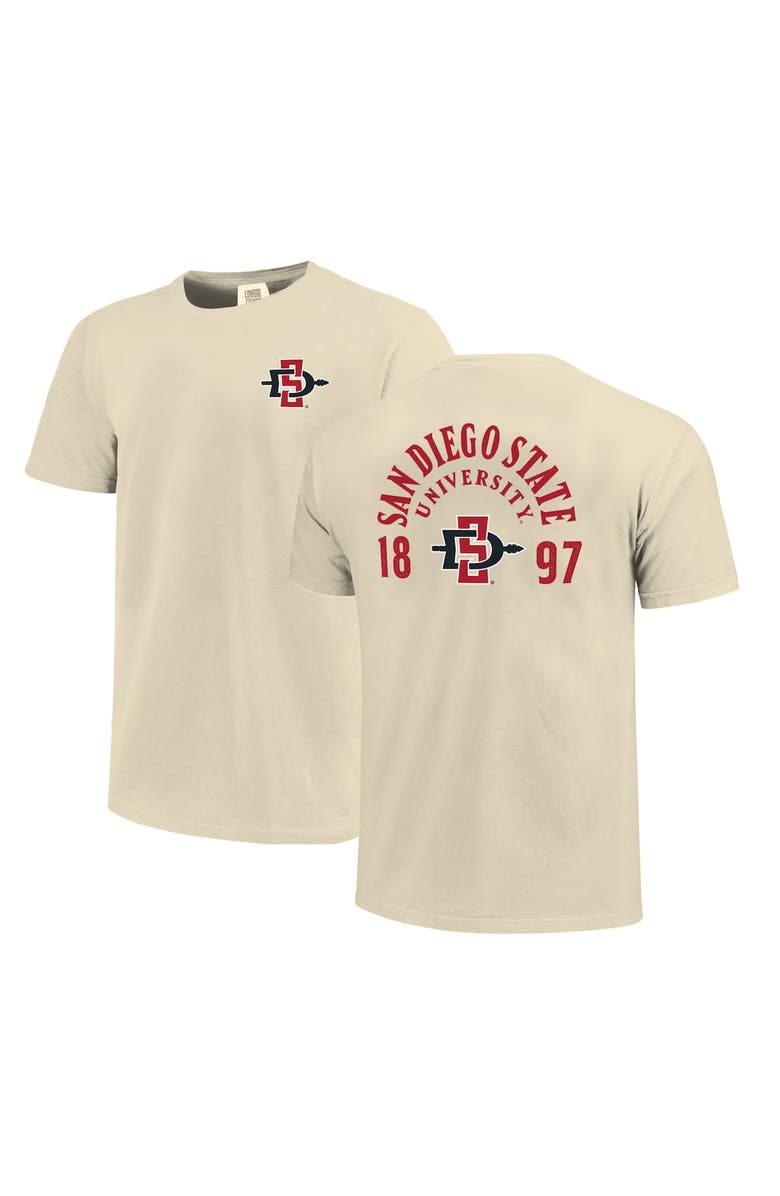 IMAGE ONE Men's Cream San Diego State Aztecs Comfort Colors Mascot Overlay T-Shirt, Main, color, 