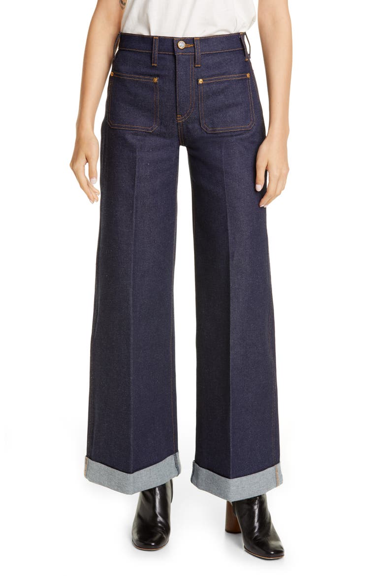 The Ray Roll Cuff Wide Leg Jeans, Main, color, RAW