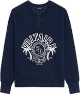 Zadig & Voltaire Olive Split Neck Graphic Sweatshirt