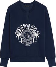 Zadig & Voltaire Olive Split Neck Graphic Sweatshirt