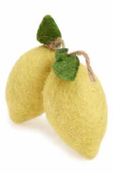 MODERNBEAST Set of 2 Felted Wool Lemon Pet Toys