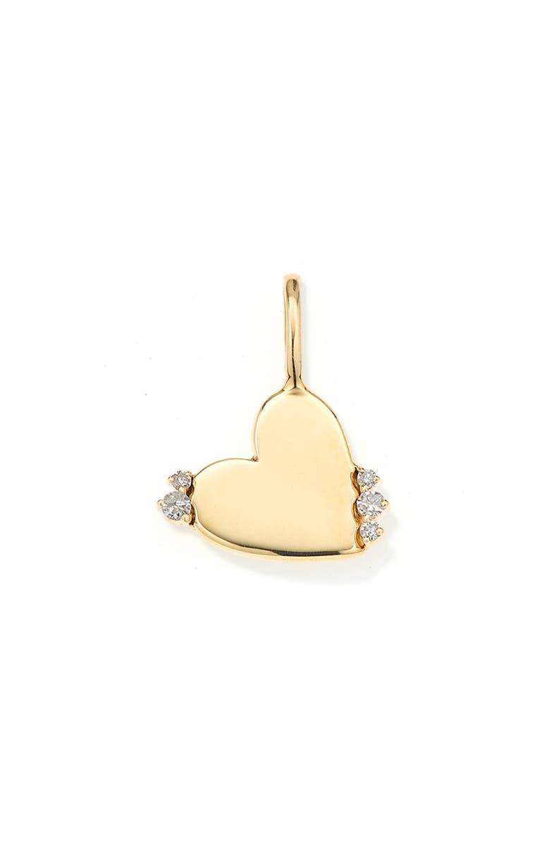 Adina Reyter Diamond Heart Dog Tag Mini Charm, Main, color, 9K Yellow Gold