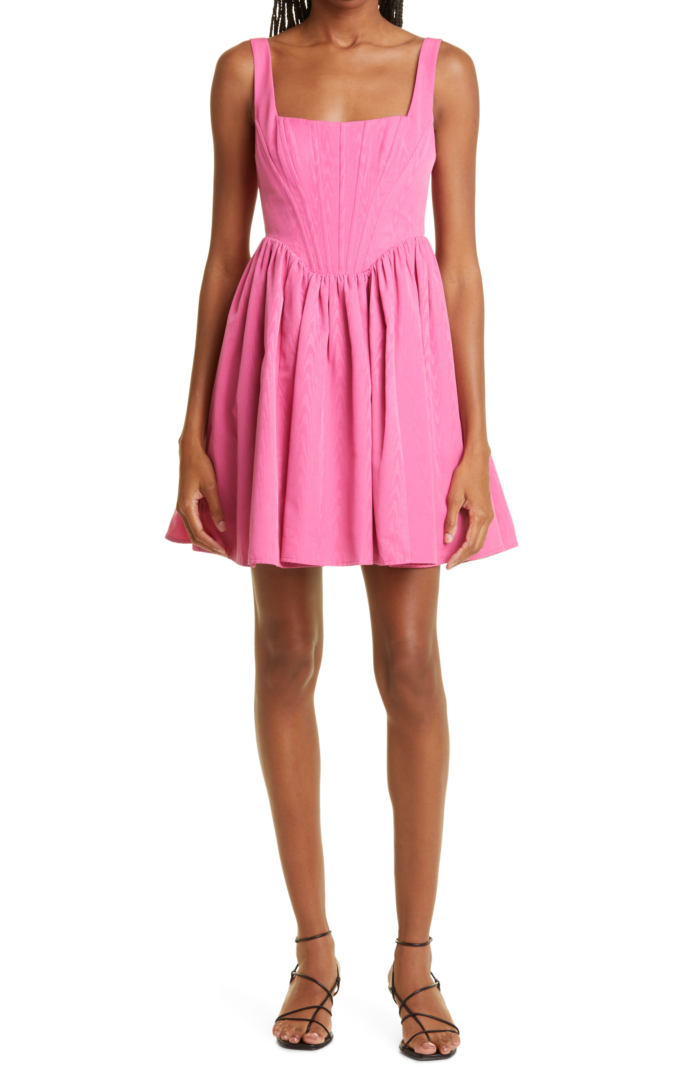 STAUD Landscape Corset Bodice Fit & Flare Dress