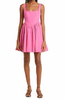 STAUD Landscape Corset Bodice Fit & Flare Dress