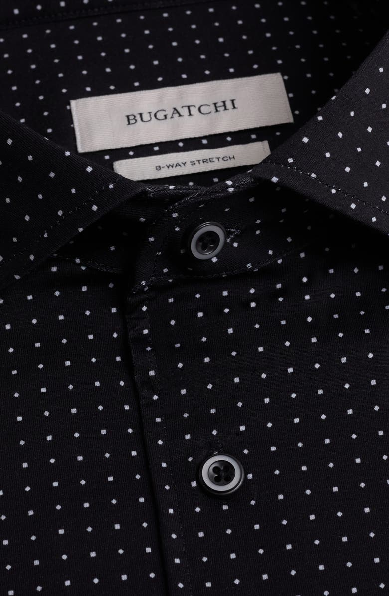 Bugatchi Devon OoohCotton<sup>®</sup> Micro Dot Print Button-Up Shirt, Alternate, color, Black