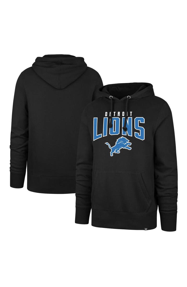 '47 Men's '47 Black Detroit Lions Headline Pullover Hoodie, Main, color, 
