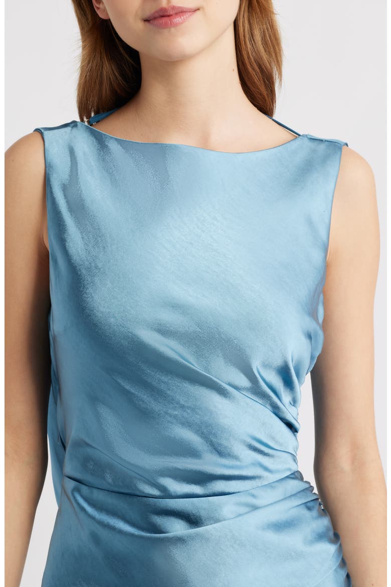 Halo Drape Satin Gown, Alternate, color, BLUE