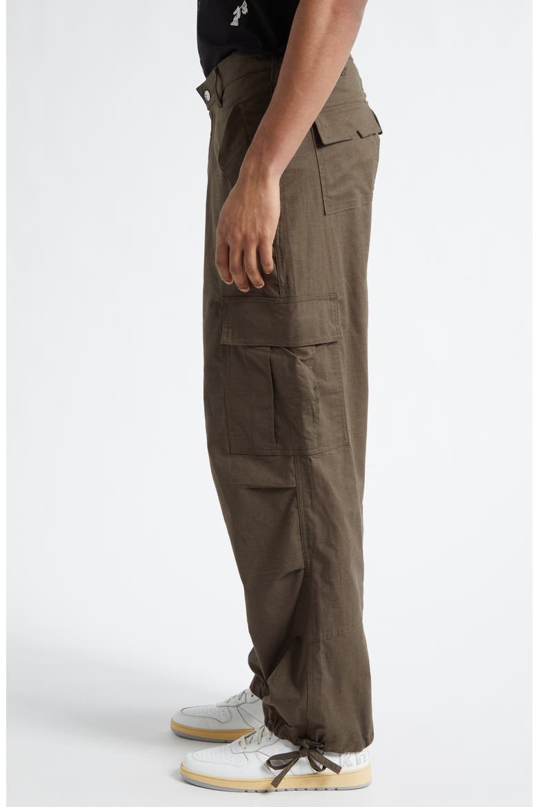 Cotton & Linen Parachute Cargo Pants, Alternate, color, OLIVE GREEN
