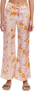 maje Pisella Floral Flared Tie Front Pants