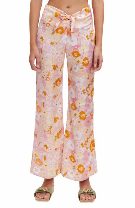 maje Pisella Floral Flared Tie Front Pants