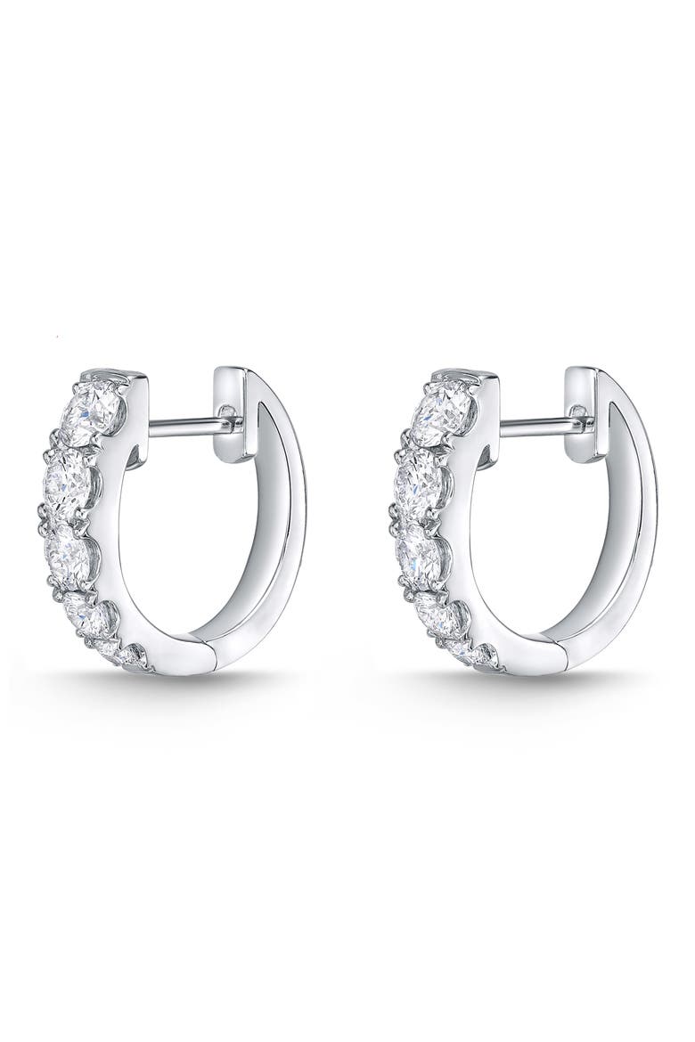 Essential Graduated Diamond Hoop Earrings, Main, color, WHITE GOLD