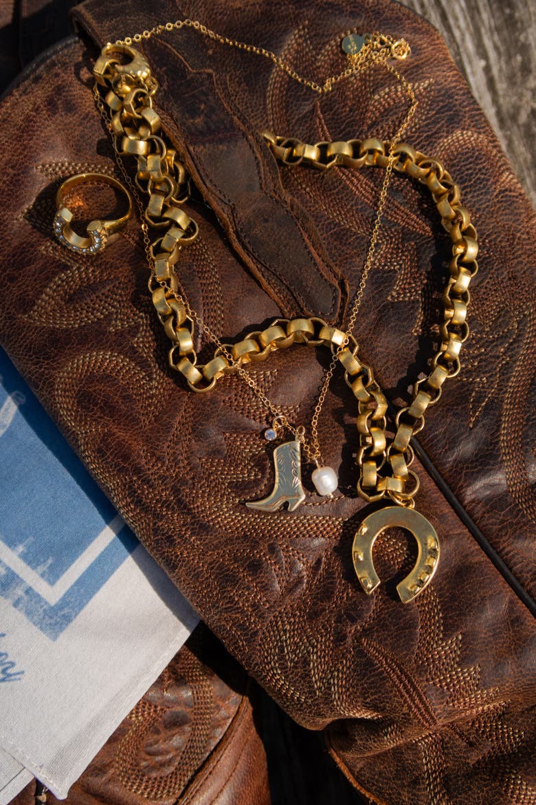 Salt and Saddle Necklace, Alternate, color, Gold