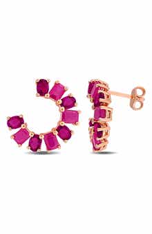 Rhodolite & Ruby Half Hoop Earrings