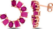 DELMAR Rhodolite & Ruby Half Hoop Earrings