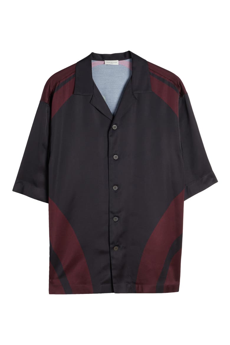Cassi Floral Print Camp Shirt, Alternate, color, BLACK